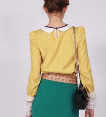 Yellow blouses with white lace - Click Image to Close